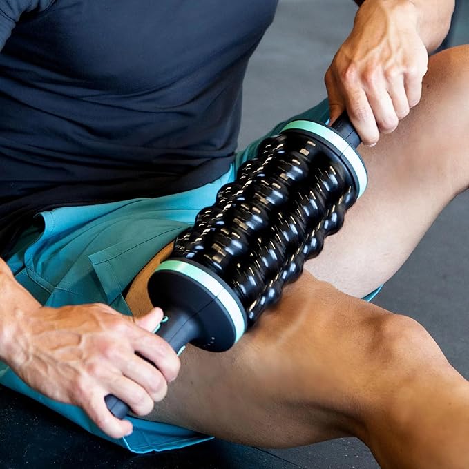 Chirp RPM Rolling Percussive Massager – Deep Tissue Muscle Massager and Back Roller with Hands-Free Base, Rechargeable Leg Massager Roller, 5-Speed Massage Roller Stick for Legs, Foot & Calf Massager