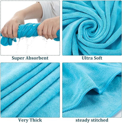 Tegeme 6 Pcs Microfiber Bath Towel Set 30 x 60 Bath Towel, Quick Drying, Oversized, Soft, Absorbent Sweat, Large Fitness Towels for Beach Bathroom, Sports, Yoga, Pool, Gym, Men & Women (Multicolor)