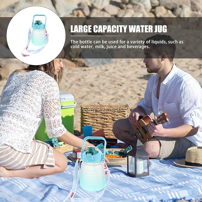 Hemoton Large Capacity Outdoor Fitness Water Jug 1200ml Matte Green Water Bottle with Time Scale for Gym and Sports