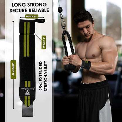 Weight Lifting Wrist Wraps – 18” Cotton Wrist Support with Thumb Loop – Gym Straps for Workout Powerlifting Weightlifting Fitness Strength Training, Stiff Wrist Straps