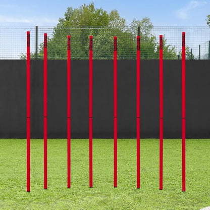 FORZA Slalom Agility Poles | Improve Endurance, Speed & Footwork | Color, Size & Rubber Base Options Available [8 Pack]