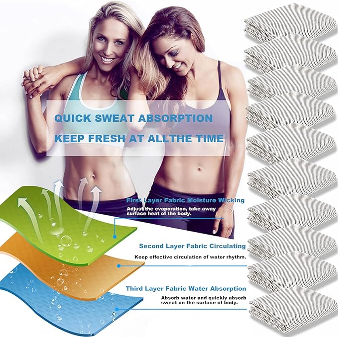 Peicees 10 Pack Microfiber Cooling Towels for Neck Sports Gym Workout Cooling Towel, 40x12 Inches Fast Drying Super Absorbent Compact Lightweight for Climbing Camping Travel Beach