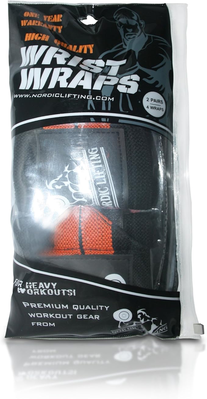 Nordic Lifting Wrist Wraps (2 Pairs) – Lifting Wrist Wraps with Thumb Loop for Weightlifting, Powerlifting & CrossFit – Durable Wrist Support Straps for Men & Women – Gym Essentials for Heavy Lifts