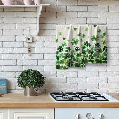 Lucky Clover Shamrocks Bath Hand Towels St. Patrick's Day Kitchen Towels Set of 2 Green Spring Holiday Soft Absorbent Face Towels for Home Shower Hotel Gym 14"x28"