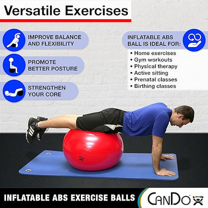 CanDo Inflatable Exercise Ball - Orange 21.6", Durable Extra Thick Non-Slip Stability Ball for Core Workouts, Yoga, Pilates, Active Seating, Physical Therapy, Pregnancy, Home Gym, Flexibility