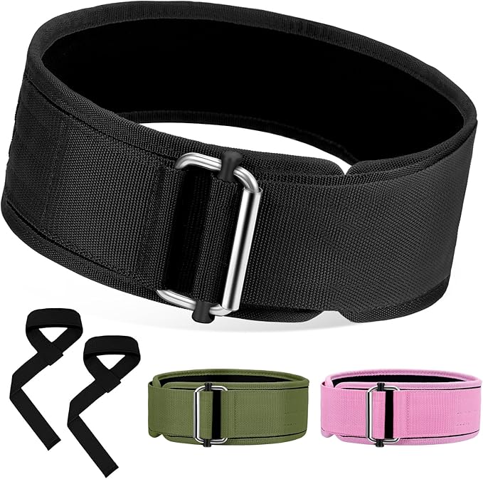 Weight Lifting Belt and Lifting Straps: Weightlifting Gym Belt for Men Women Deadlift Squats Belt for Bodybuilding Workout