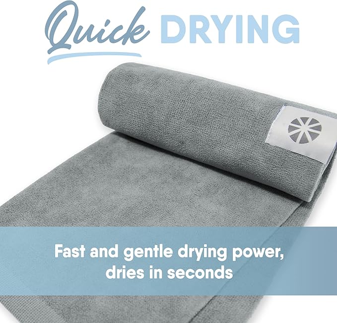 MICRODRY Wonder Towel - Ultra Absorbent Luxury Fitness Workout Towel, Microfiber Cooling Towel for Face and Neck, Quick Drying, Soft to Touch, Exercise at Home or Gym, Great for Yoga,16x28, Light Grey