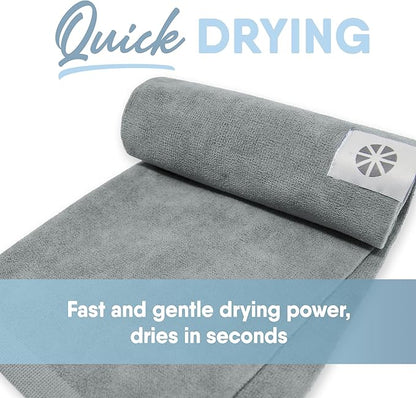 MICRODRY Wonder Towel - Ultra Absorbent Luxury Fitness Workout Towel, Microfiber Cooling Towel for Face and Neck, Quick Drying, Soft to Touch, Exercise at Home or Gym, Great for Yoga,16x28, Light Grey
