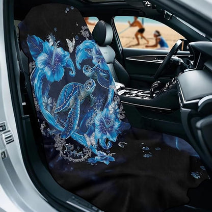Bulopur Sea Turtle Car Seat Towel Cover After Gym Workout Beach Swimming Heart Print Sweating Car Seat Cover Fits for Cars SUV Sedan Truck Front Seats
