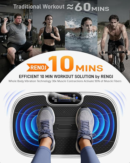 Vibration Plate Exercise Machine for Weight Loss and Lymphatic Drainage - 330lb Vibrating Platform for Home Gym Workout with Speaker, Full Body Shaker Fitness Equipment with 2 Bands for Women and Men