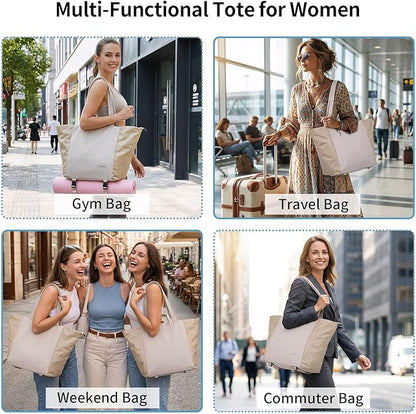 Tote Bag for Women, Lightweight Versatile Gym Travel Bags with Yoga Mat Strap, Wet Pocket, Shoe Bag & Cosmetic Pouch, Everyday Tote for Workout Fitness Pilates Swimming Work Stylish Handbag