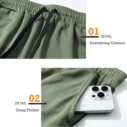 Surenow Mens Running Gym Shorts 3 Inch Breathable Lightweight Athletic Sport Shorts Training Workout Shorts with Pockets