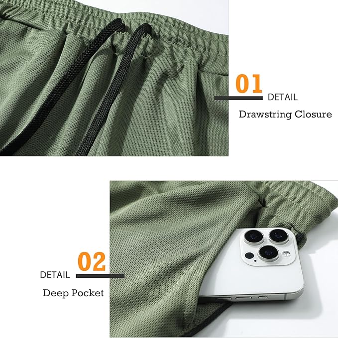 Surenow Mens Running Gym Shorts 3 Inch Breathable Lightweight Athletic Sport Shorts Training Workout Shorts with Pockets