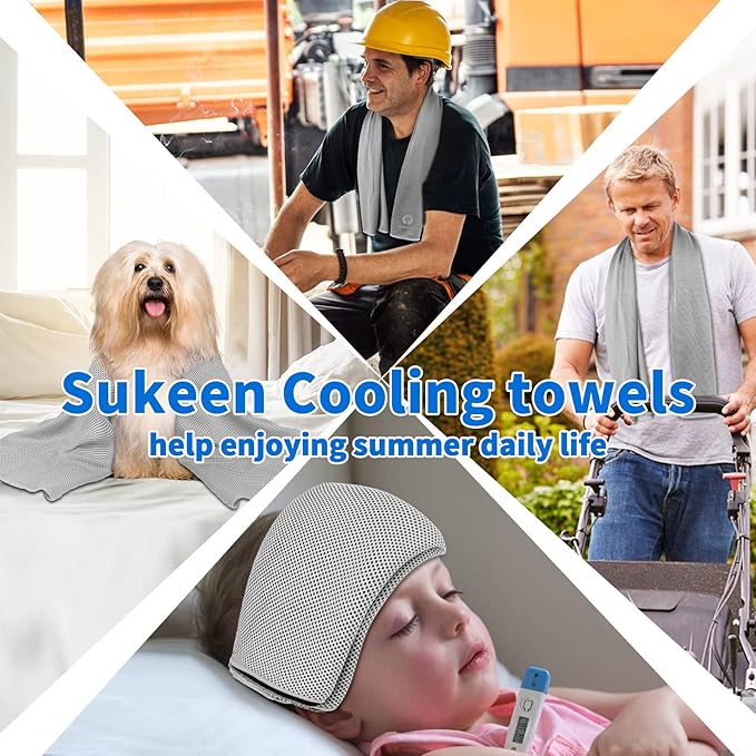 Sukeen [4 Pack Cooling Towels (40"x12"),Ice Towel,Soft Breathable Chilly Microfiber Towel for Yoga,Sport,Running,Gym,Workout,Camping,Fitness,Workout & More Activities