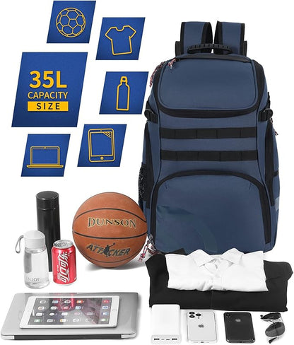 TRAILKICKER Basketball Bag Backpack with Ball Holder Multi-Sport Backpack for Soccer Volleyball Football Baseball Helmet