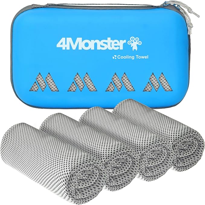 4Monster Cooling Towel for Neck and Face,Microfiber Cold Towel for Hot Weather,Quick Dry Ice Chilly Towel Cooling Rags for Neck Stay Cold for Gym,Yoga,Sport,Running,Camping,(40 x 12 inches, Gray)