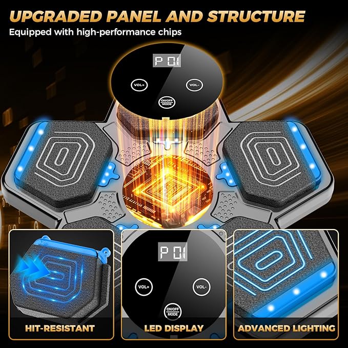 2026 Music Boxing Machine for Adults and Kids, Smart Bluetooth Boxing Training Equipment with Gloves Wall Mounted, Workout Punching Machine for Home,Office and Gym