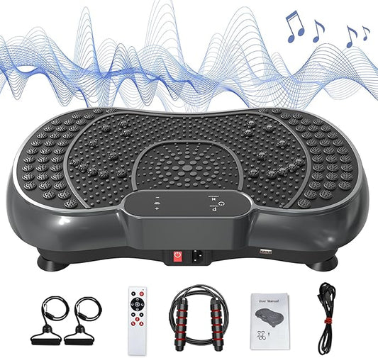 Bigzzia Vibration Plate Exercise Machine for Weight Loss – 100-Speed Platform with Remote & Resistance Bands, 450 lbs Capacity – Quiet Full Body Workout for Lymphatic Drainage at Home