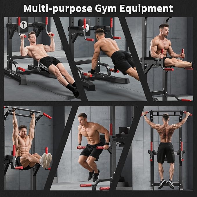 SogesHome Adjustable Pull Up Bar & Dip Station, Heavy Duty 330LB Capacity Multifunctional Home Gym Fitness Equipment for Strength Training, Push Up Stand for Arm, Back, Core & Full Body Workout