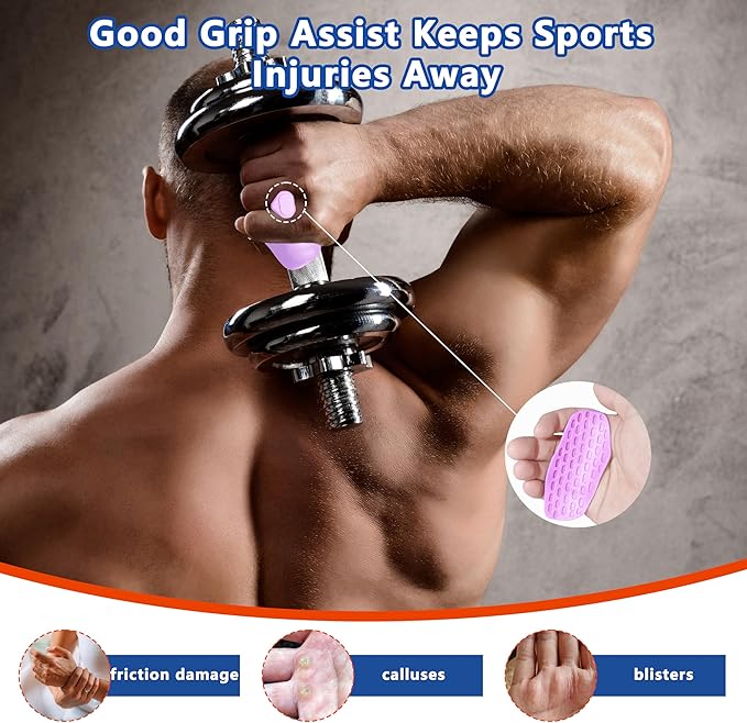 Silicone Gym Grips for Weight Lifting,Workout Gloves for Women Men Alternative,Anti Slip Gym Workout Grip,Rubber Gym Hand Grips-Weightlifting Grips Pad for Barbell,Pull Up,Ryptfit,Training
