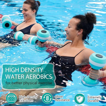 Water Aerobics Set for Aquatic Exercise 1 Pair Neoprene Swimming Glove 2 Pcs Foam Aquatic Dumbbells Water Weights Equipment Pool Resistance Fitness Equipment for Training Workouts