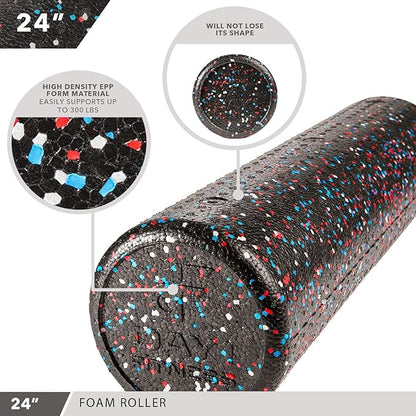 Day 1 Fitness High Density Muscle Foam Rollers - Sports Massage Rollers for Stretching, Physical Therapy, Deep Tissue, Myofascial Release - Ideal for Exercise and Pain Relief – USA Speckled, 24”