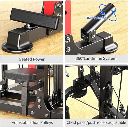 Multi-Purpose Squat Rack,Smith Machine Weight Rack Set with Cable Crossover System, Home Gym Power Racks, Power Racks and Packages