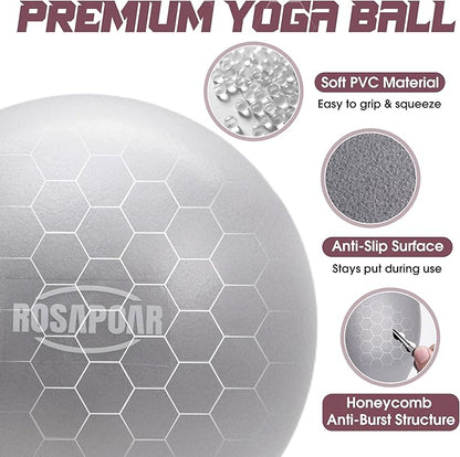ROSAPOAR Small Exercise Ball - 9 Inch Mini Pilates Ball, Anti-Burst Yoga Ball for Stretching & Core Strength Workout, Physical Therapy & Yoga at Home Gym & Office