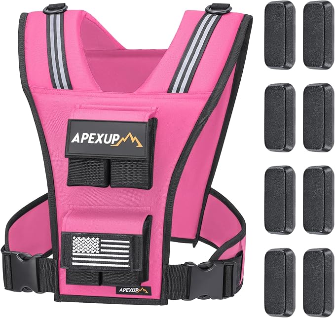 APEXUP Adjustable Weighted Vest Men 20lbs/30lbs/40lbs Weights with Reflective Stripe, Weight Vest Woman Workout Vest for Strength Training Running Walking