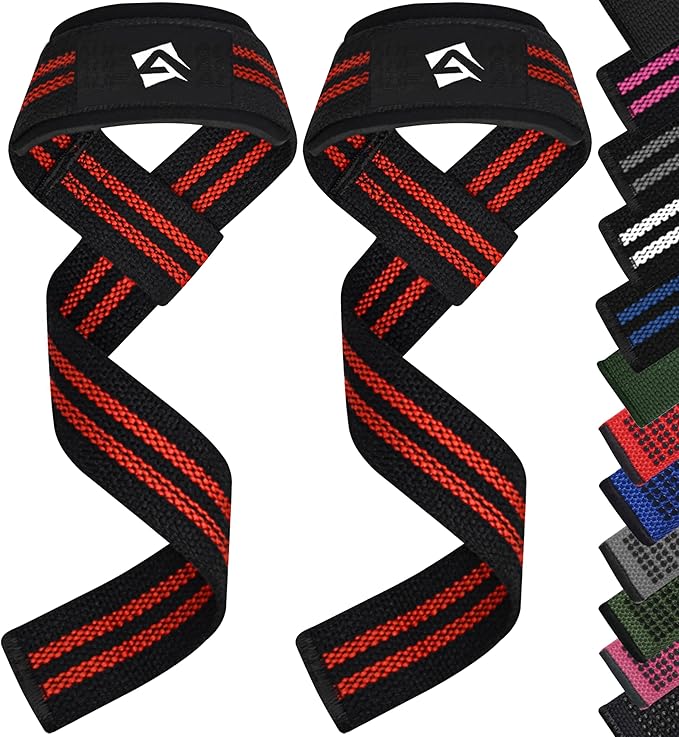 AQF Lifting Wrist Straps for Weightlifting, Powerlifting & Deadlifts – 23” Neoprene Padded Cotton Straps for Strength Training & Gym Workouts - Maximum Grip Support for Men & Women