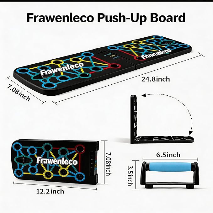 Foldable Push Up Board, 25-in-1 Home Workout Equipment with Non-Slip Handles, Color-Coded Guide & Jump Rope Included – Portable Strength Training System for Chest, Arms, Back, Core, Professional Fitness Gear Deluxe Set for Men & Women