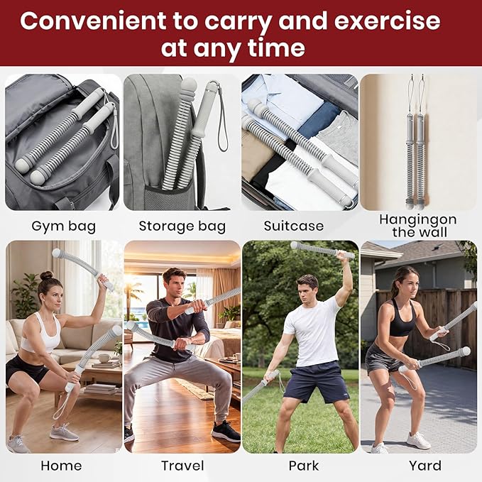 Ropeless Battle Ropes, Adjustable Weighted Cordless Trainer for Home Gym HIIT Low Impact Workouts, 17.1 in Portable with Sliding Resistance Rings and Storage Bag (Gray)