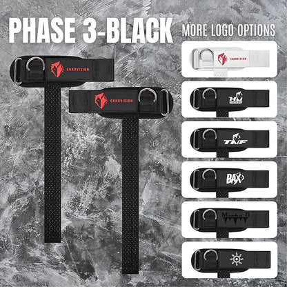 Ekkovision Weight Lifting Straps With Cuffed D Ring, Wrist Support for Men, Heavy Duty Thick Comfortable Lifting Straps, Secure Fit, Enhanced Grip, Straps for Weightlifting & Gym Training, Black