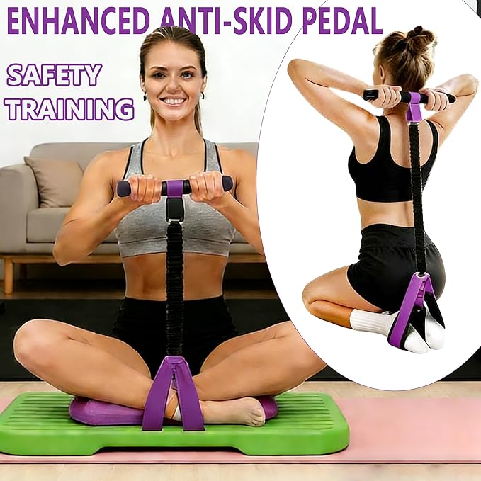 Pedal Resistance Band with Handle, Thickened Latex Tubes & Soft Foot Pedal, Full Body Workout Equipment for Glutes Legs Arms Waist, Pilates Physical Therapy Sit Up Gear for Home Gym