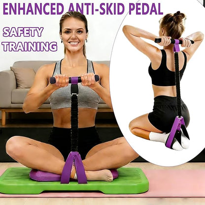 Pedal Resistance Band with Handle, Thickened Latex Tubes & Soft Foot Pedal, Full Body Workout Equipment for Glutes Legs Arms Waist, Pilates Physical Therapy Sit Up Gear for Home Gym