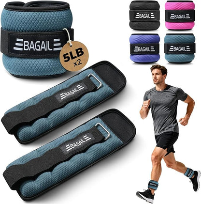 BAGAIL Ankle Wrist Weights for Women & Men, One Pair of 1/2/4/6/8/10 LBS Wearable Leg Arm Weights with Sleek Design & Secure Fit for Walking, Running, Pilates, Home Fitness & Physical Therapy