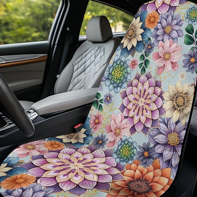 Bulopur Boho Dahlia Floral Car Sweat Towel Seat Cover After Gym Workouts Dogs and Outdoor Activities Beach Towel Car Seat Covers Front Seats Universal Auto Accessories for Women Girly