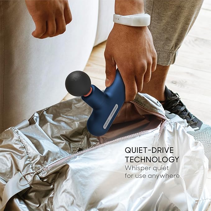 Sharper Image Powerboost Move Aero 3.0 – Mini Percussion Massage Gun| Updated Soft-Touch Design, Carrying Bag, 4 Nodes| Portable Full Body Back & Shoulder Massager| Deep Tissue Massage Tool Gift