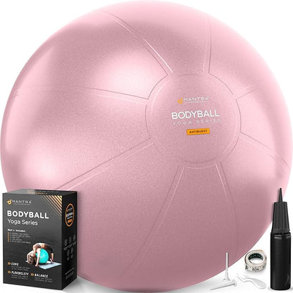 MANTRA SPORTS Exercise Ball – Yoga Ball for Pilates & Fitness - Birthing for Pregnancy, Stability, Core, Balance, Therapy for Physical Rehab, Workout for Home Gym & Office Chair, Fast Pump Included