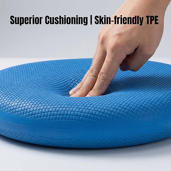 Exercise Mat, 6cm Thick TPE Balance Pad Oval Non-slip Exercise Foam Pad Balance Cushion for Physical Therapy Yoga Core Training Stability Knee Support and Gym Fitness Rehab