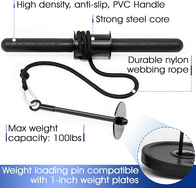 Yes4All Wrist and Forearm Blaster, Build Massive Grip Strength & Muscles with Steel Wrist Roller & Forearm Roller, Heavy Duty Arm Blaster Fits 1" & 2" Weight Plates, Improve Lifting Power