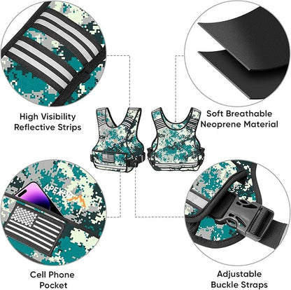APEXUP Adjustable Weighted Vest, 4-10lb/12-18lb/20-32lb Vest with 6 Ironsand Weights and Large Pocket, Weight Vest for Men Women Strength Training, Running, Walking