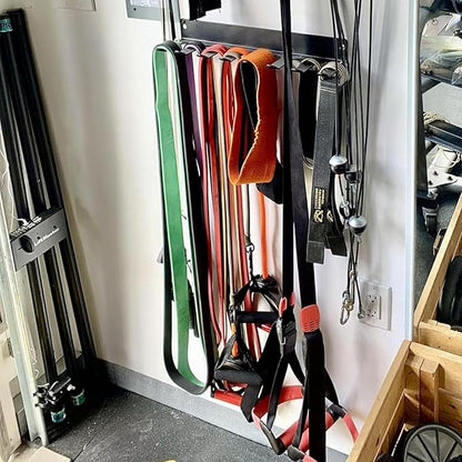 StoreYourBoard Home Gym Equipment Storage Rack, Wall Mount Hanging Organizer, Fitness Accessories Workout Bands Jump Ropes Yoga Foam Roller Belts, Solid Metal Exercise Gear Hooks