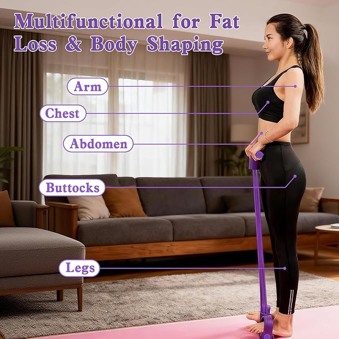 Pedal Resistance Band with Handle,Aturien 6-Tube Elastic Yoga Pedal Puller Exercise Bands,Multifunctional Stretch Bands for Exercise,Home Workout Equipment for Legs Arms Abs,Purple