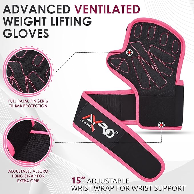 AYRO Workout Gloves for Men & Women – Gym Gloves for Men, Weight Lifting Gloves, with Wrist Support, Breathable Palm Padding, Non-Slip Grip – Ideal for Gym, Fitness, Cross Training, Cycling Gloves