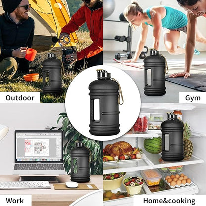 TOOFEEL 2 Liter Water Bottles - Half Gallon Water Bottle BPA Free - Ideal for Gym, Big Water Jug, Reusable Sports Bottle with Measurements Marked Drink Container (2.2L 74oz Matte Black Water Jugs) | Half Gallon, Water Bottle, BPA Free, Ideal for Gym, B...