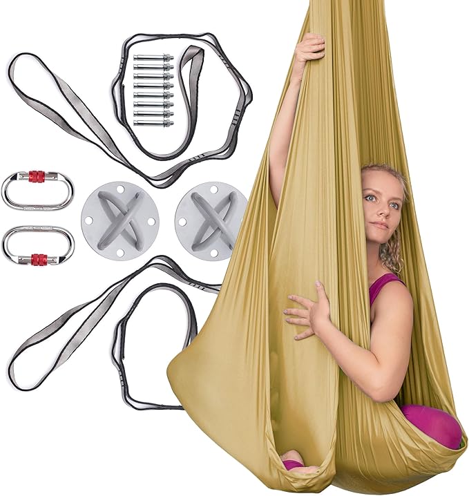 AyuHome Aerial Silks Kit for Home - Premium Yoga Swing for Kids and Adults with 660 lbs Capacity - Versatile Aerial Yoga Hammock for Gymnastics Training