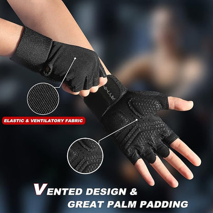 Workout Gloves with Wrist Wrap Support, Weight Lifting Gloves with Full Palm Protection & Extra Grip for Men Women Gym Exercise, Fitness, Weightlifting, Pull ups
