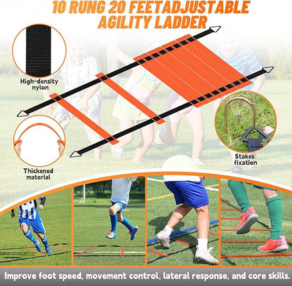 Bearwill Soccer Goal, Kids Soccer Goals for Backyard Set of 2, 4x3ft Portable Soccer Goal Pop Up Soccer Net, Kids Soccer Net Training Equipment with Soccer Ball, Ladder, Cones, Targets