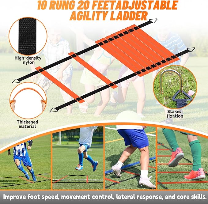 Bearwill Soccer Goal, Kids Soccer Goals for Backyard Set of 2, 4x3ft Portable Soccer Goal Pop Up Soccer Net, Kids Soccer Net Training Equipment with Soccer Ball, Ladder, Cones, Targets